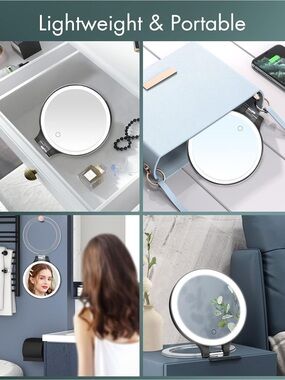 DeWEISN 10X LED Lighted Double-Sided Makeup Mirror
